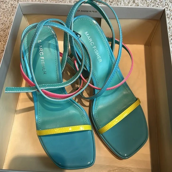Colorful Strappy Women's Heels - Picture 2 of 4